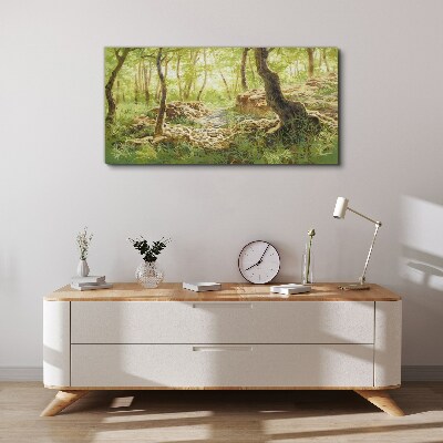 Tablou canvas Peisaj verde de pădure cu pietre