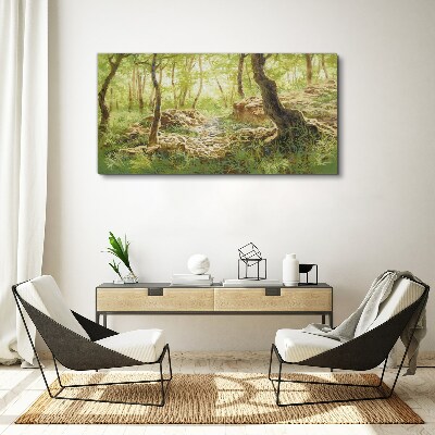 Tablou canvas Peisaj verde de pădure cu pietre