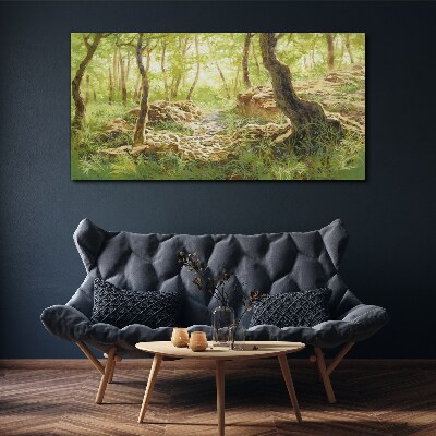 Tablou canvas Peisaj verde de pădure cu pietre