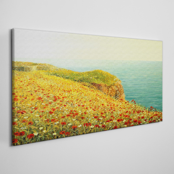 Tablou canvas Deal de flori de lângă mare