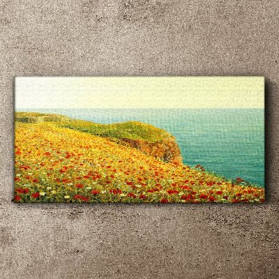 Tablou canvas Deal de flori de lângă mare