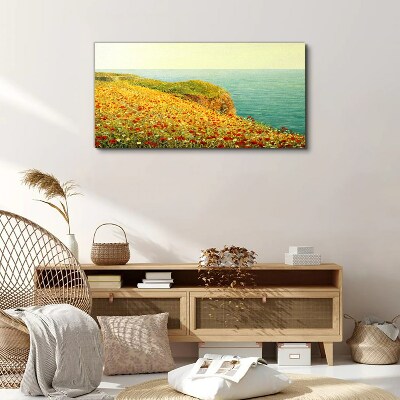 Tablou canvas Deal de flori de lângă mare