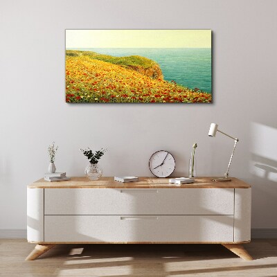 Tablou canvas Deal de flori de lângă mare
