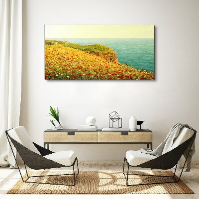 Tablou canvas Deal de flori de lângă mare