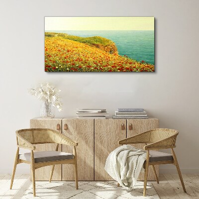 Tablou canvas Deal de flori de lângă mare