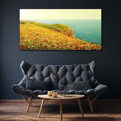 Tablou canvas Deal de flori de lângă mare