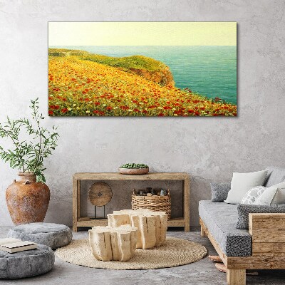Tablou canvas Deal de flori de lângă mare