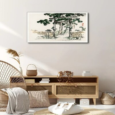 Tablou canvas Poarta Torii intr-un peisaj linistit