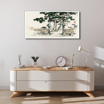 Tablou canvas Poarta Torii intr-un peisaj linistit