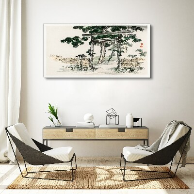 Tablou canvas Poarta Torii intr-un peisaj linistit