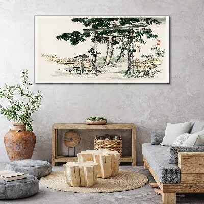 Tablou canvas Poarta Torii intr-un peisaj linistit