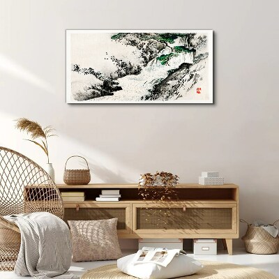 Tablou canvas Cascada într-un peisaj montan