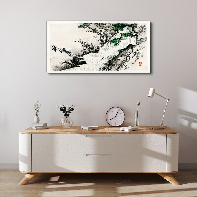 Tablou canvas Cascada într-un peisaj montan