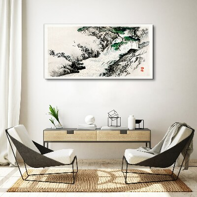 Tablou canvas Cascada într-un peisaj montan