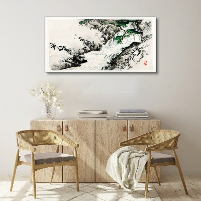 Tablou canvas Cascada într-un peisaj montan