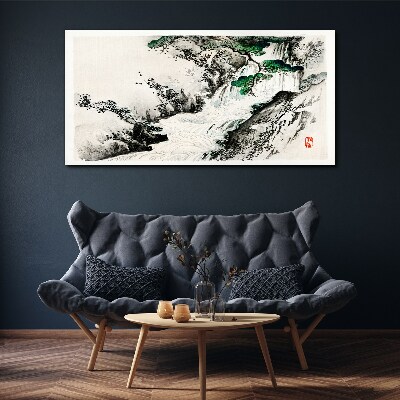Tablou canvas Cascada într-un peisaj montan