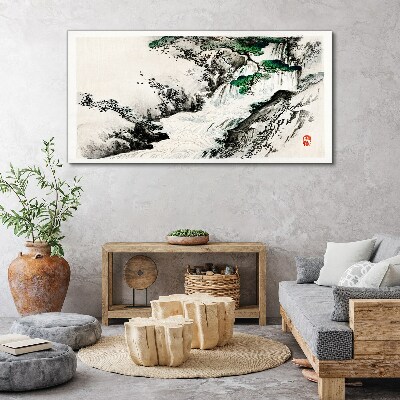 Tablou canvas Cascada într-un peisaj montan