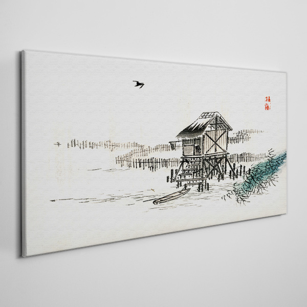 Tablou canvas O cabana linistita la malul apei