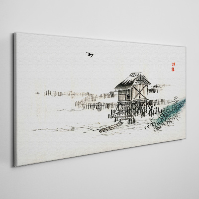 Tablou canvas O cabana linistita la malul apei