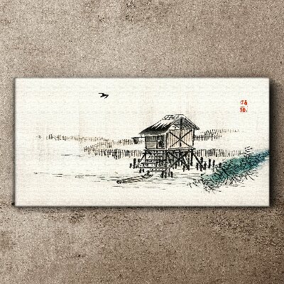 Tablou canvas O cabana linistita la malul apei
