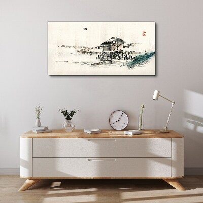 Tablou canvas O cabana linistita la malul apei