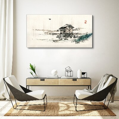 Tablou canvas O cabana linistita la malul apei