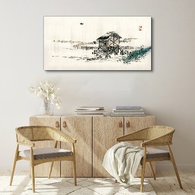 Tablou canvas O cabana linistita la malul apei