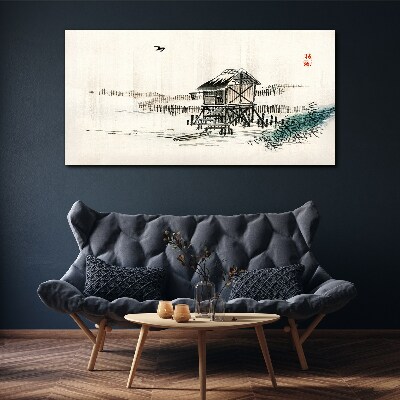 Tablou canvas O cabana linistita la malul apei