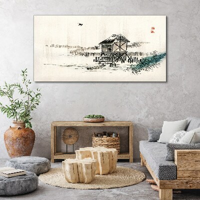 Tablou canvas O cabana linistita la malul apei