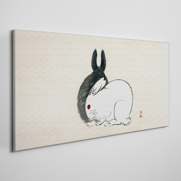 Tablou canvas Iepure alb-negru în armonie