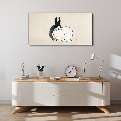 Tablou canvas Iepure alb-negru în armonie