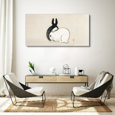 Tablou canvas Iepure alb-negru în armonie