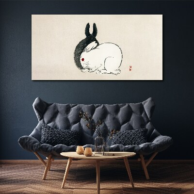 Tablou canvas Iepure alb-negru în armonie