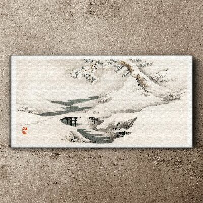 Tablou canvas Copac de iarnă Snow River