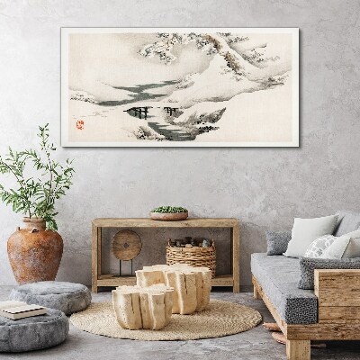 Tablou canvas Copac de iarnă Snow River