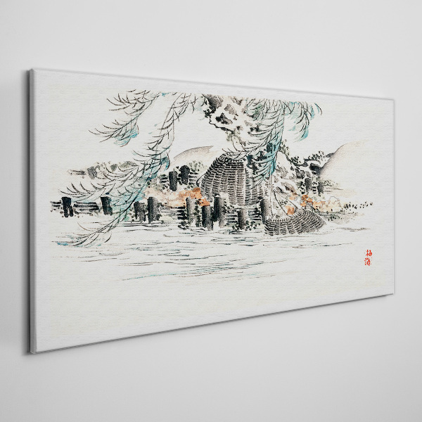 Tablou canvas Un peisaj liniștit cu un lac de munte