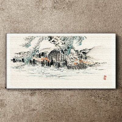 Tablou canvas Un peisaj liniștit cu un lac de munte
