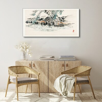 Tablou canvas Un peisaj liniștit cu un lac de munte
