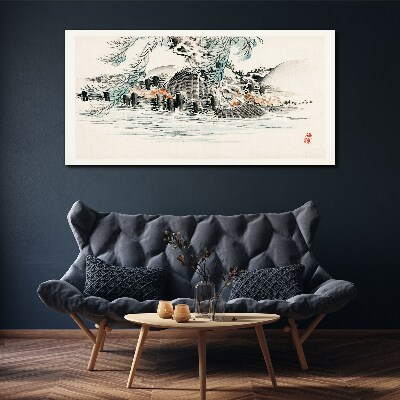 Tablou canvas Un peisaj liniștit cu un lac de munte