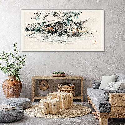 Tablou canvas Un peisaj liniștit cu un lac de munte