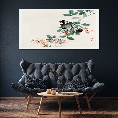 Tablou canvas Pasăre pe un fundal de flori