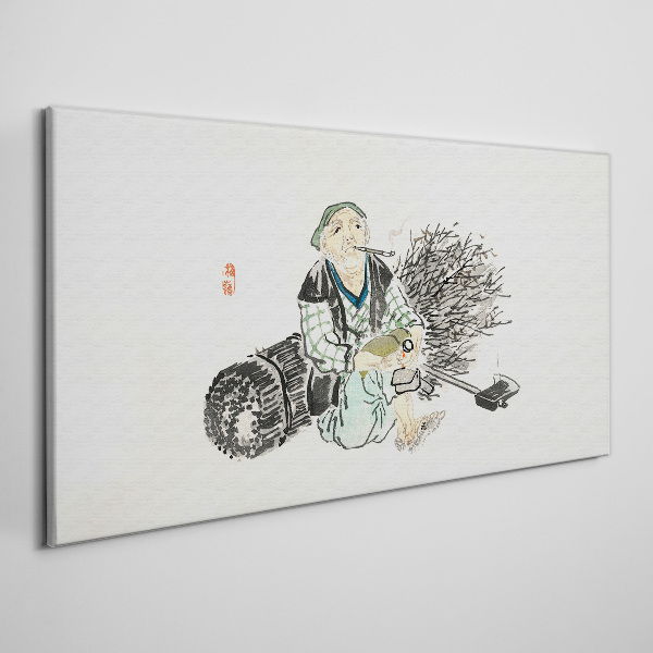 Tablou canvas Bătrân cu mătură