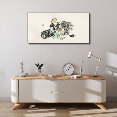 Tablou canvas Bătrân cu mătură