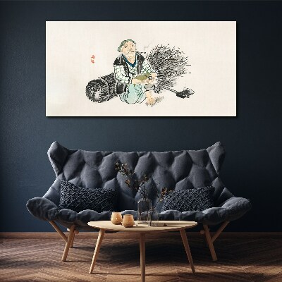 Tablou canvas Bătrân cu mătură
