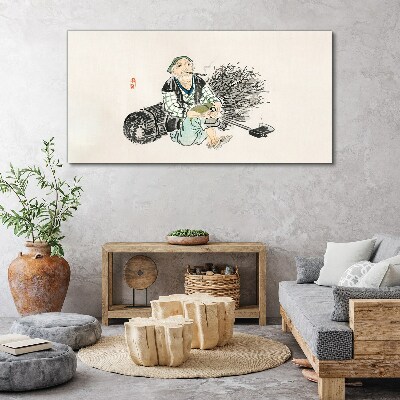 Tablou canvas Bătrân cu mătură