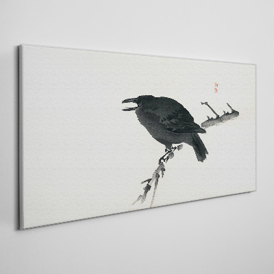 Tablou canvas Corb negru pe o ramură