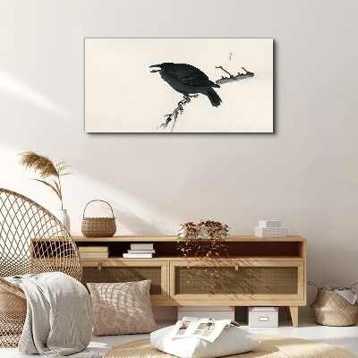Tablou canvas Corb negru pe o ramură