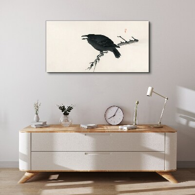 Tablou canvas Corb negru pe o ramură