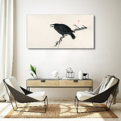 Tablou canvas Corb negru pe o ramură
