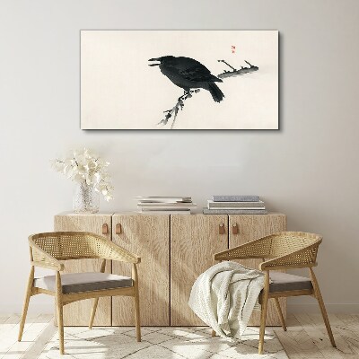 Tablou canvas Corb negru pe o ramură